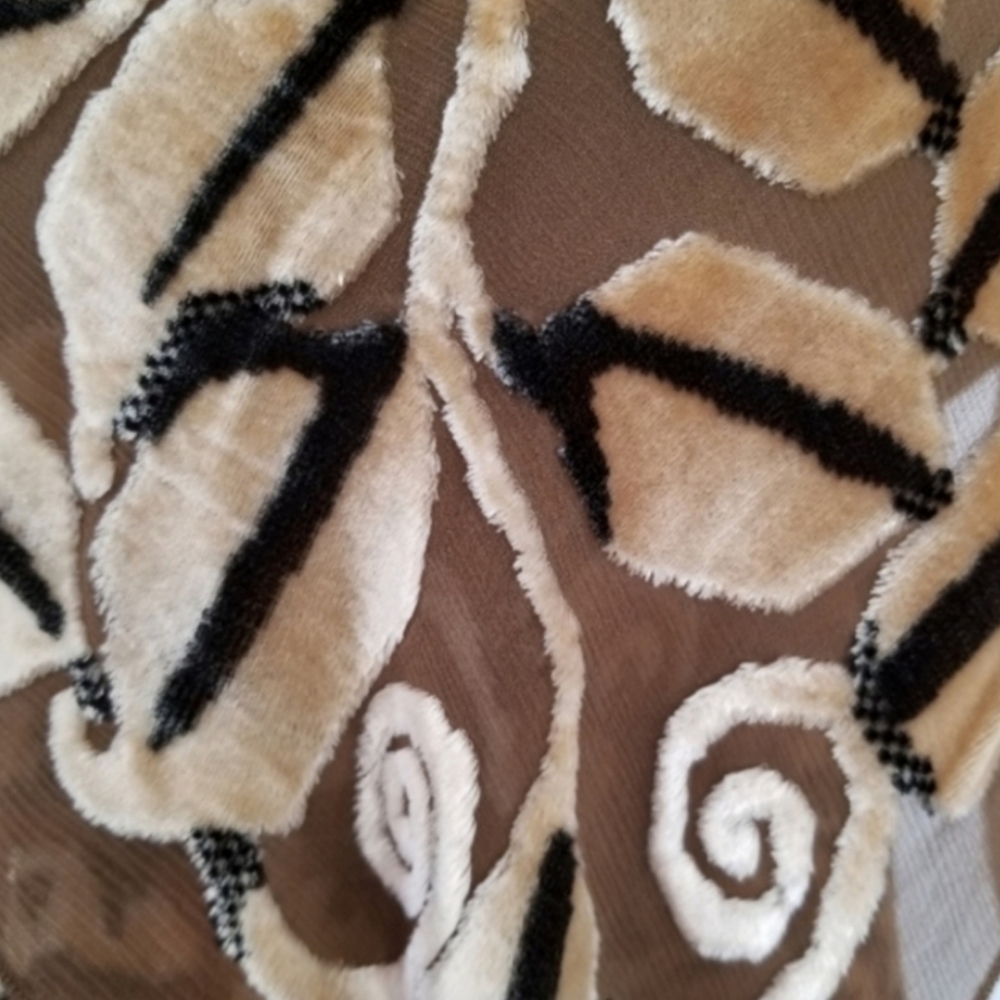 Marian Clayden Neiman Marcus Dress Cut Silk & Velvet Burnout Maxi Tan Size M - Picture 10 of 17
